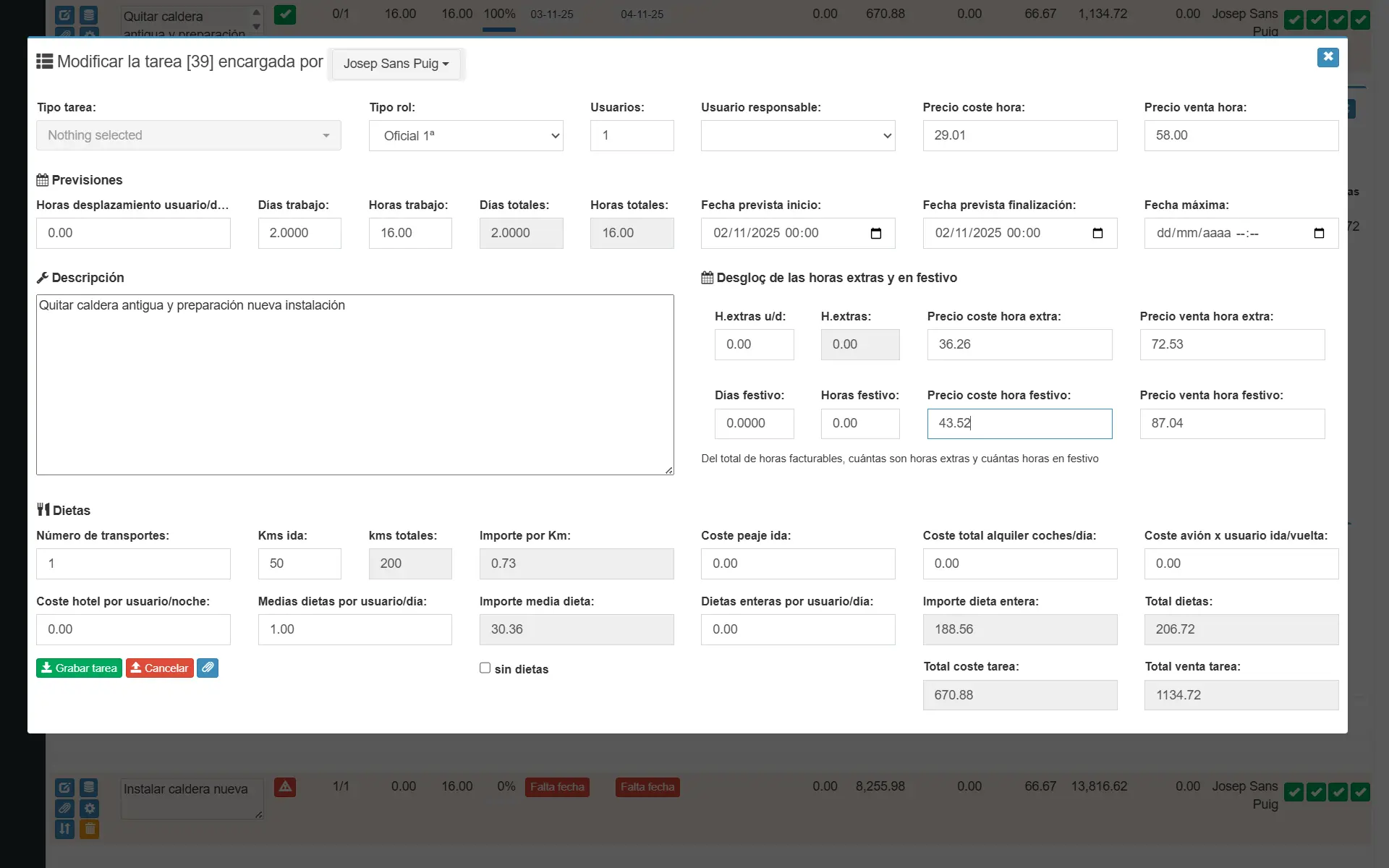 Captura: editar una tarea